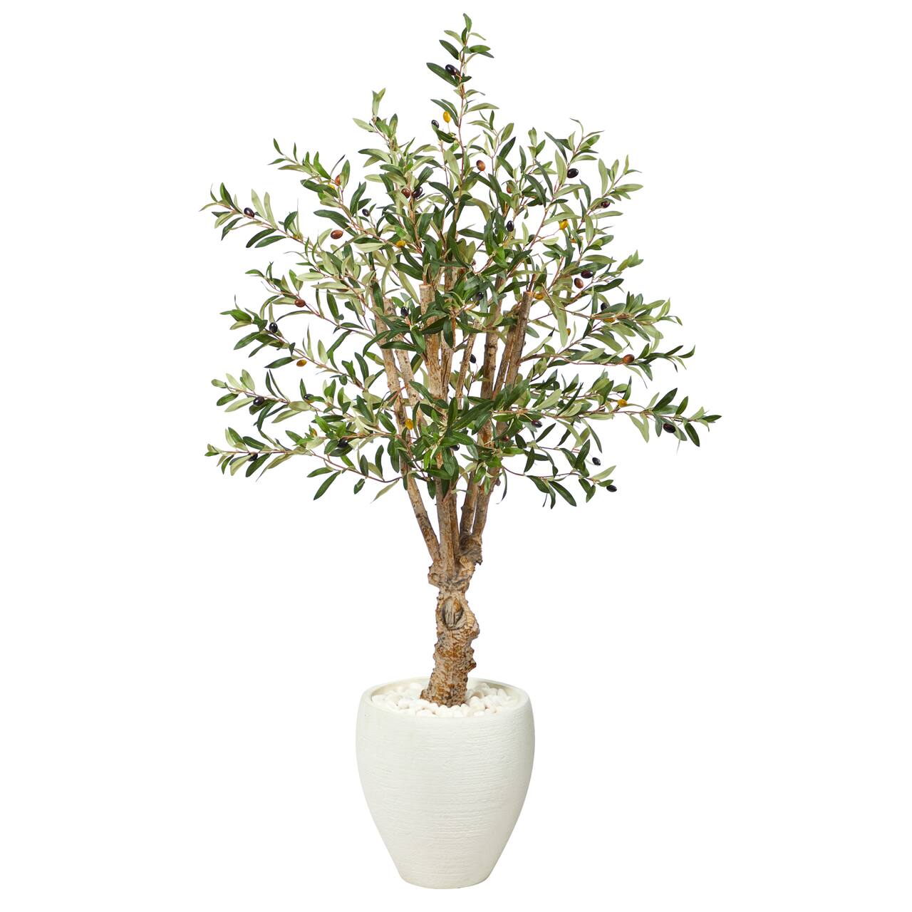 4.5ft. Olive Artificial Tree in White Planter